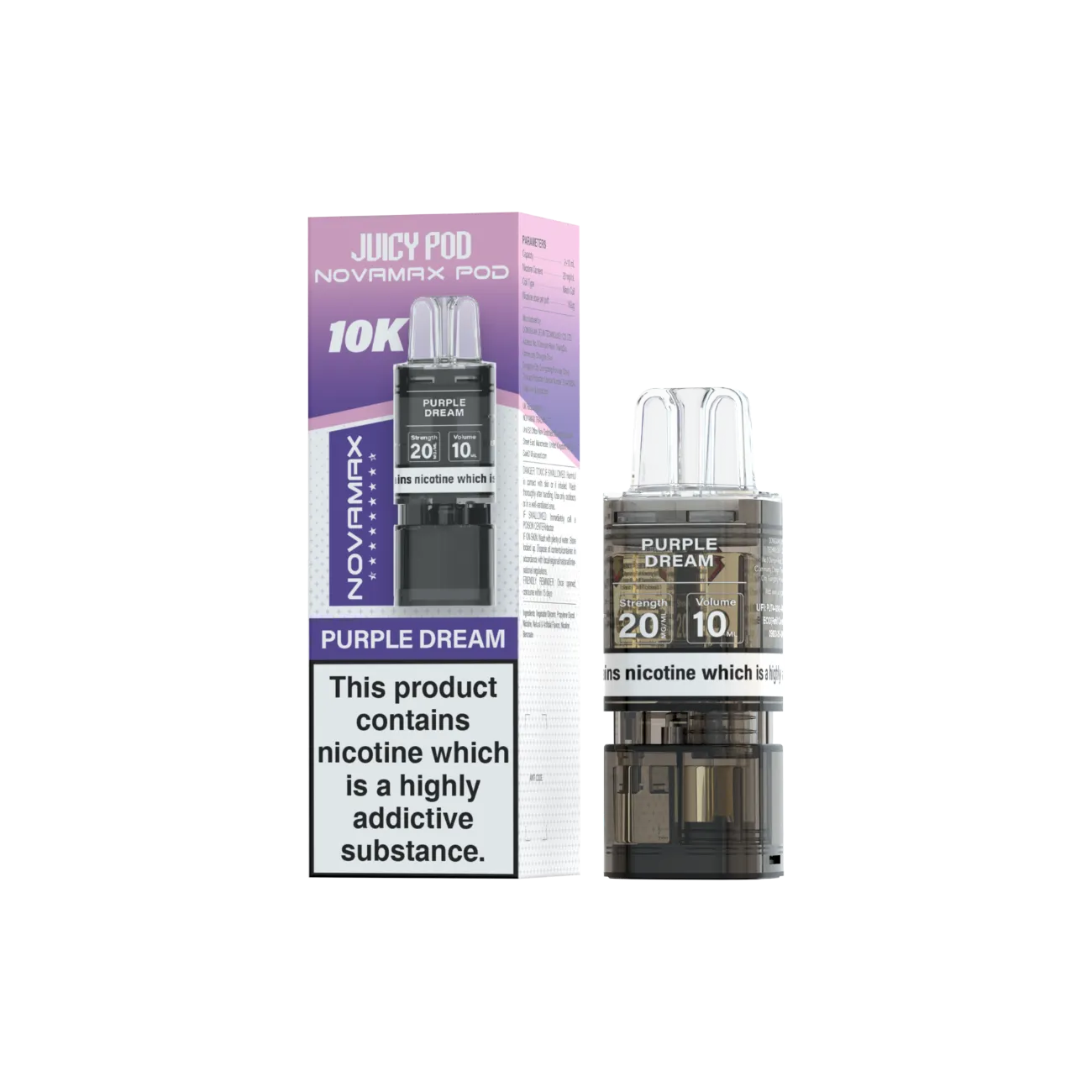 Juicy Pod Novamax Pod 10K pre-filled pod in Purple Dream flavour