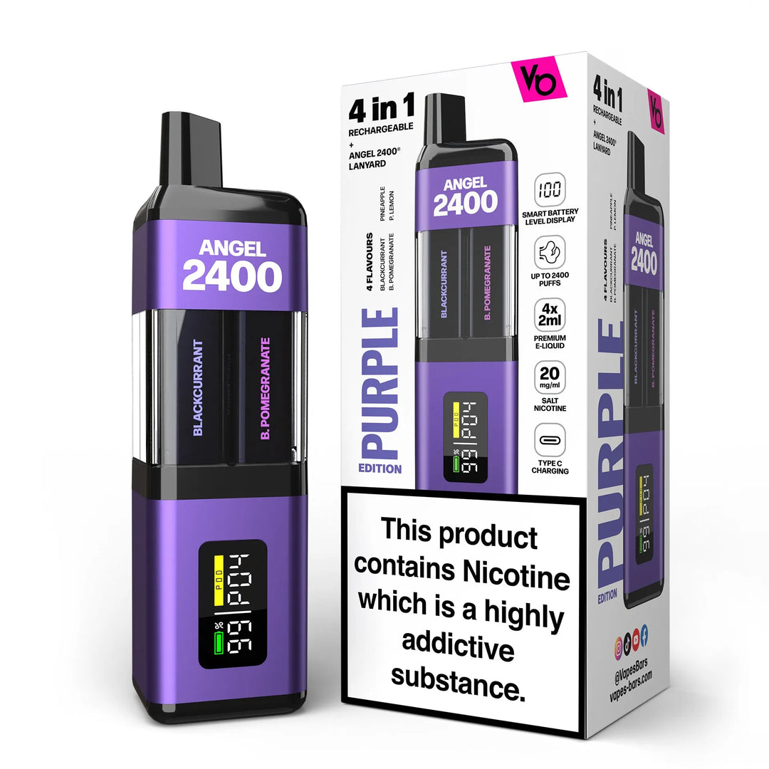 Purple Edition Vape Bars Angel 4in1 2400 Puff Disposable Vape