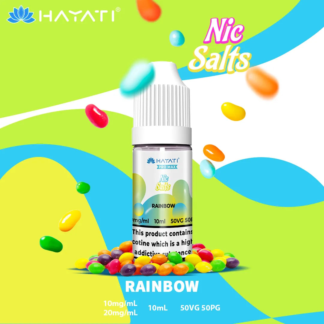 Rainbow Hayati Pro Max Nic Salt 10mg and 20mg Nicotine Strength 10ml Bottle