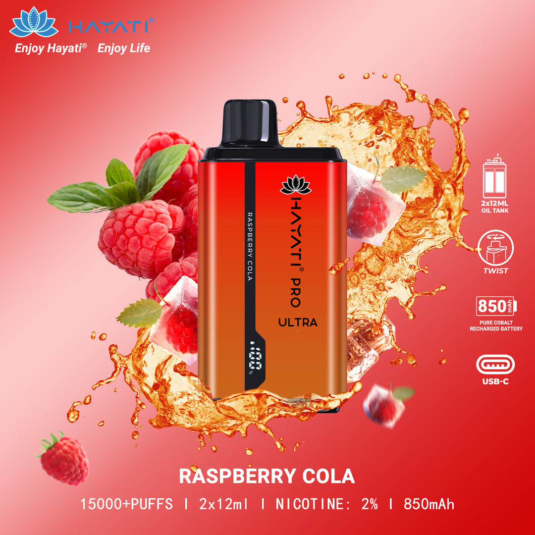 Raspberry Cola Hayati Pro Ultra 15K Puff Disposable Vape