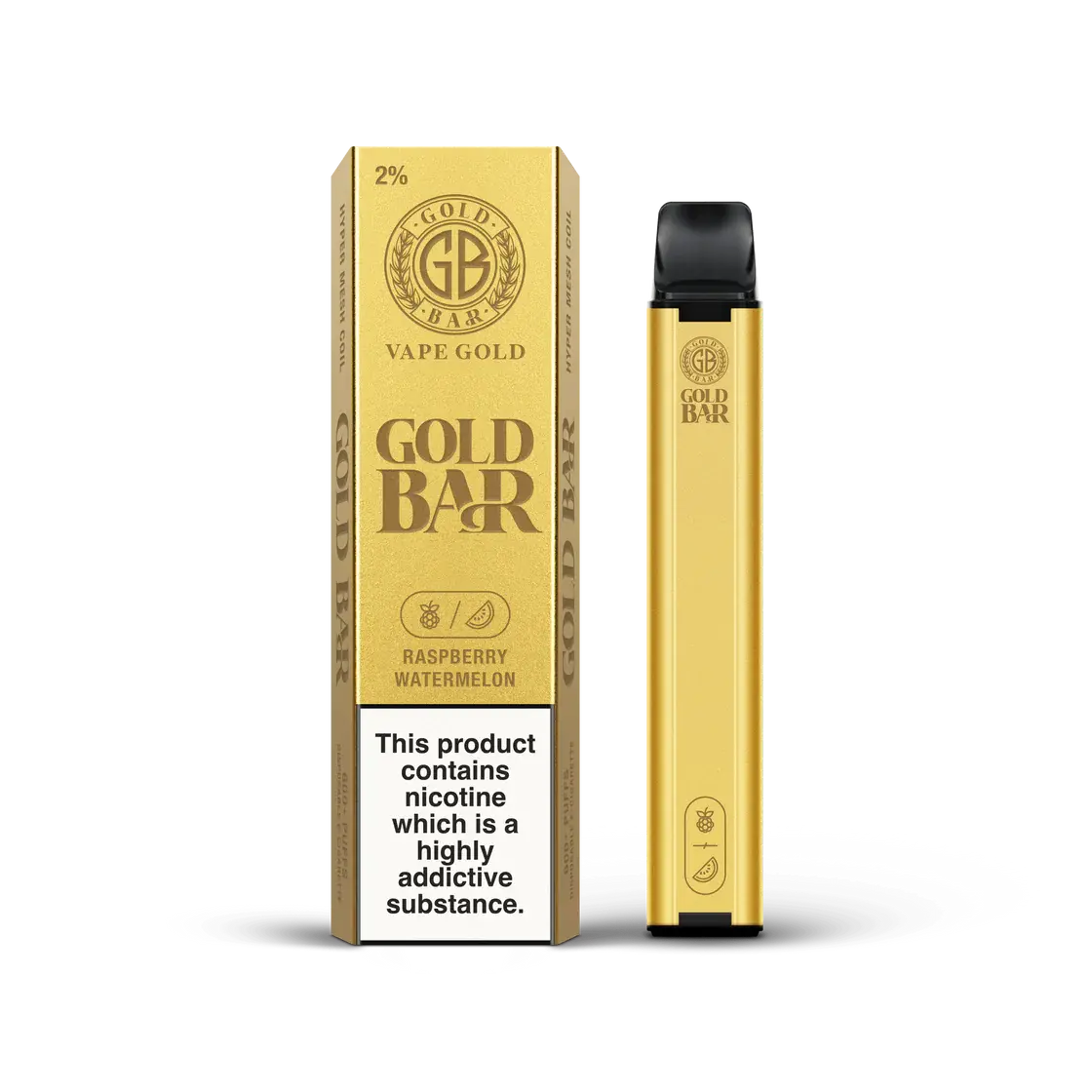 Raspberry Watermelon Gold Bar 600 Puff Disposable Vape (6861492027495)