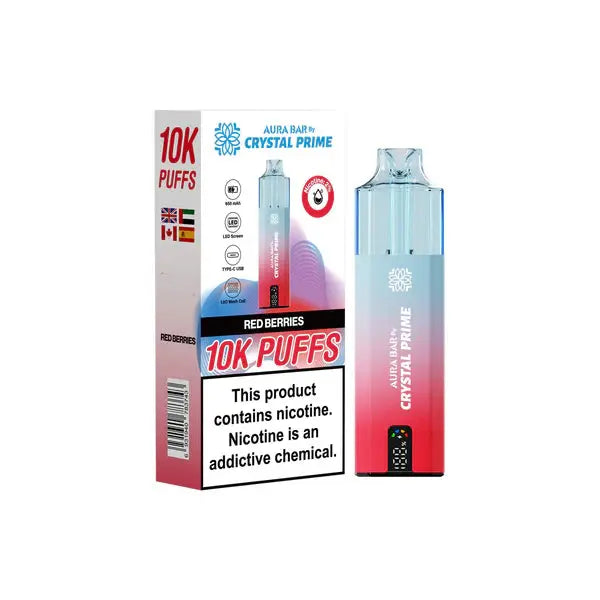 Aura Bar 10K Puff Disposable Vape Red Berries by Crystal Prime