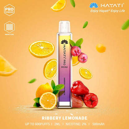 Riberry Lemonade Hayati Pro Mini 600 Puff Disposable Vape (6859405918311)