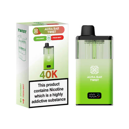 Spearmint and Fresh Mint dual flavour vape by Crystal Prime Aura Bar Twist 40K Puff Vape