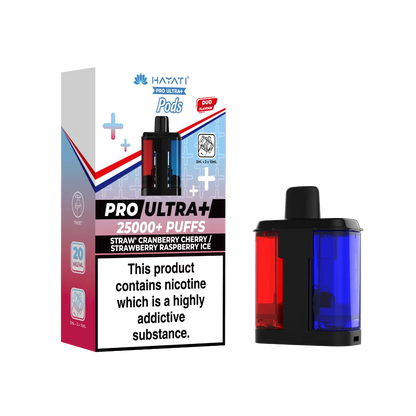 Straw Cranberry Cherry and Strawberry Raspberry Ice Hayati Pro Ultra Plus 25k Pre-filled Replacement Pods
