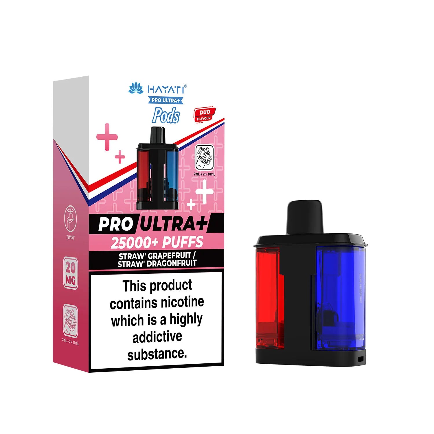 Straw Grapefruit and Straw Dragon Fruit Hayati Pro Ultra Plus 25k Pre-filled Replacement Pods and Hayati 25000 Pod Refills