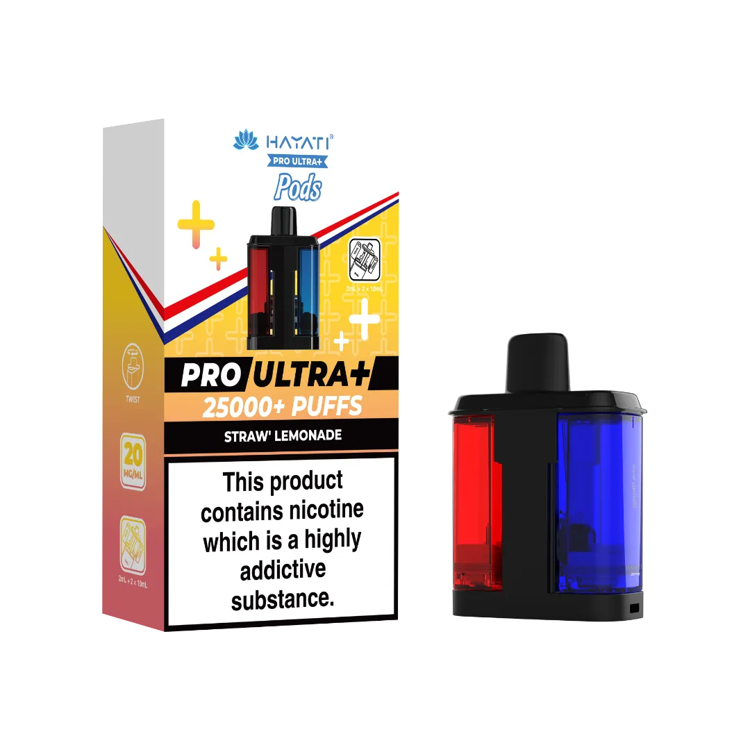 Straw Lemonade flavour Hayati Pro Ultra Plus 25k Pre-filled Replacement Pods and Hayati 25000 Pod Refills