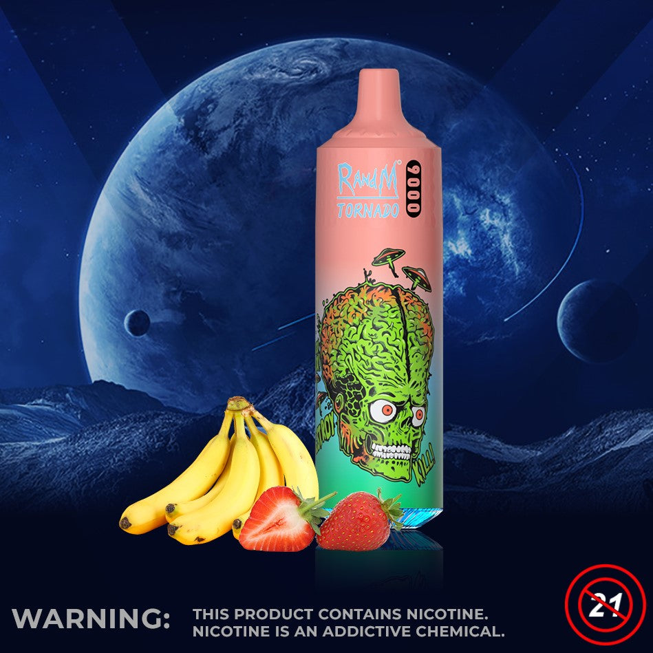 Strawberry Banana RandM Tornado 9000 Puff Disposable Vape