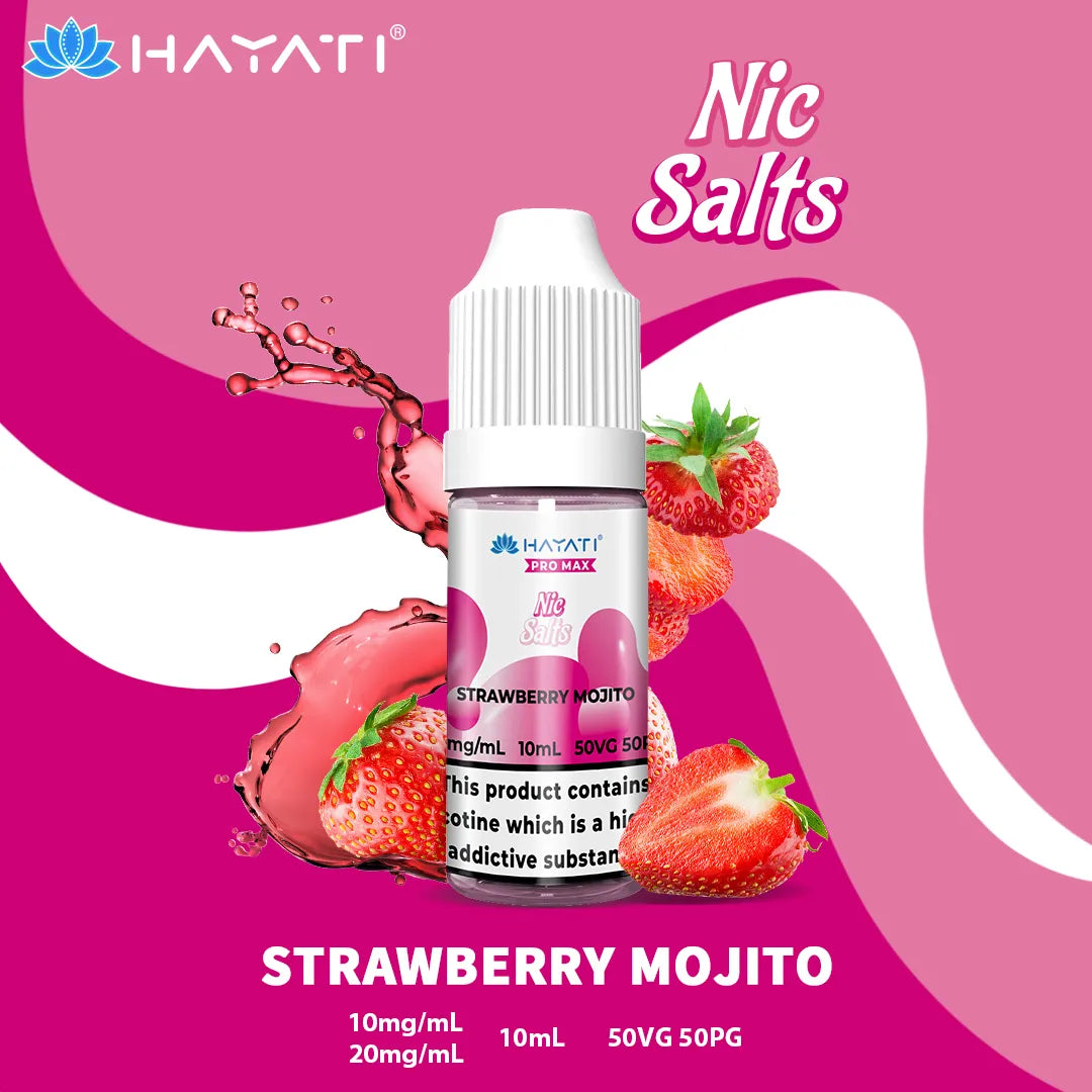 Strawberry Mojito Hayati Pro Max Nic Salt 10mg and 20mg Nicotine Strength 10ml Bottle