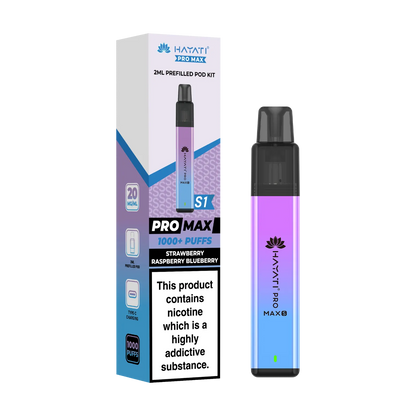 Hayati Pro Max S1 prefilled pod kit in Strawberry Raspberry Blueberry