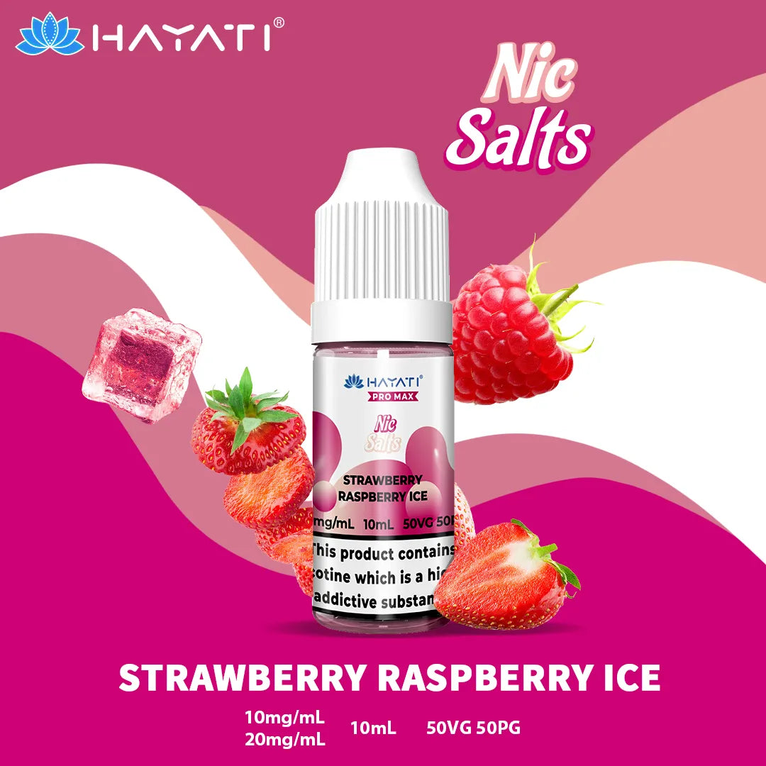 Strawberry Raspberry Ice Hayati Pro Max Nic Salt 10mg and 20mg Nicotine Strength 10ml Bottle