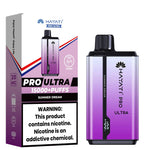 Load image into Gallery viewer, Hayati Pro Ultra Vape in Summer Dream flavor, with a purple and blue color scheme, displaying extensive puff count and nicotine advisories.
