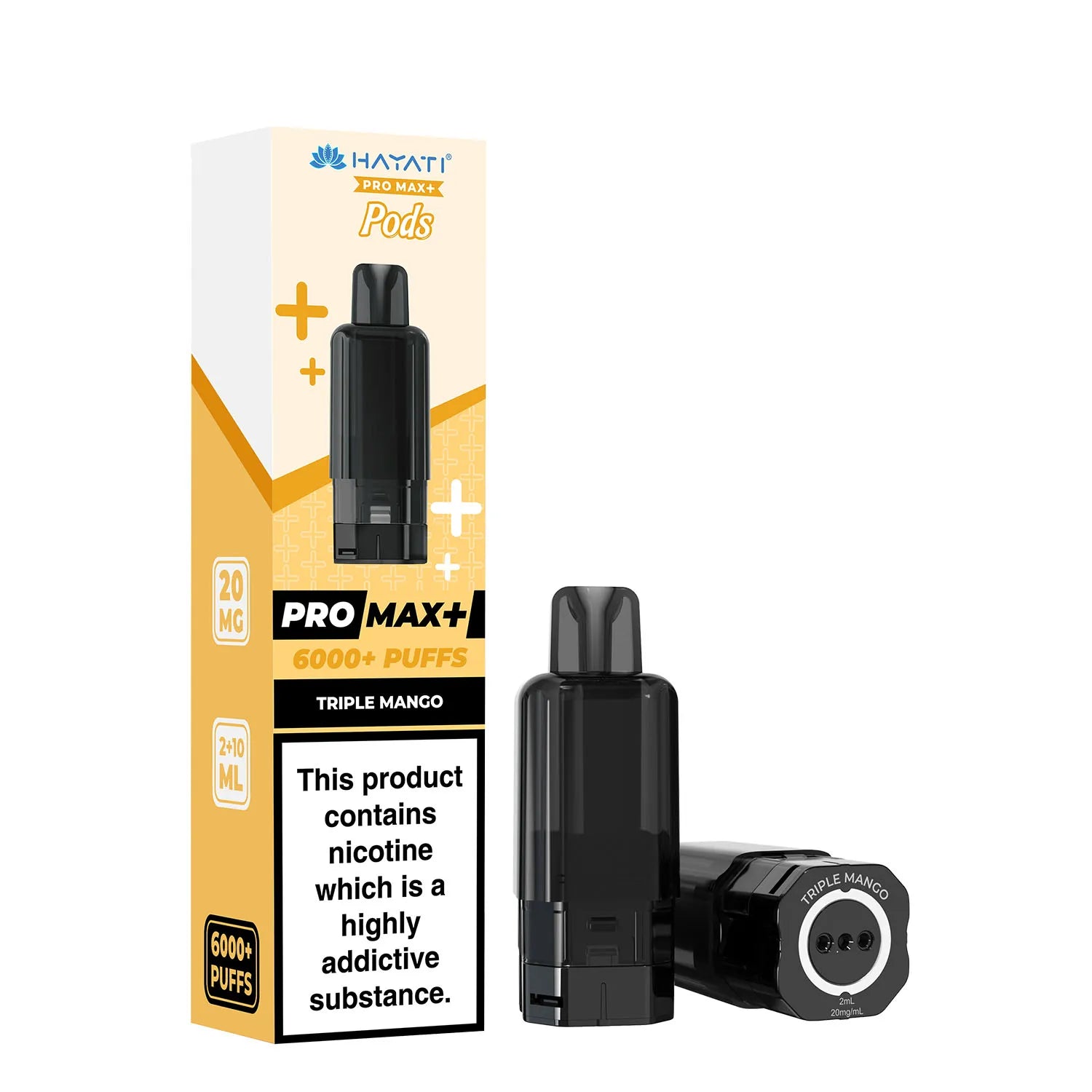 Triple Mango Flavour Hayati Pro Max Plus 6000 Pre-Filled Replacement Pods and Hayati 6000 Refill Pods