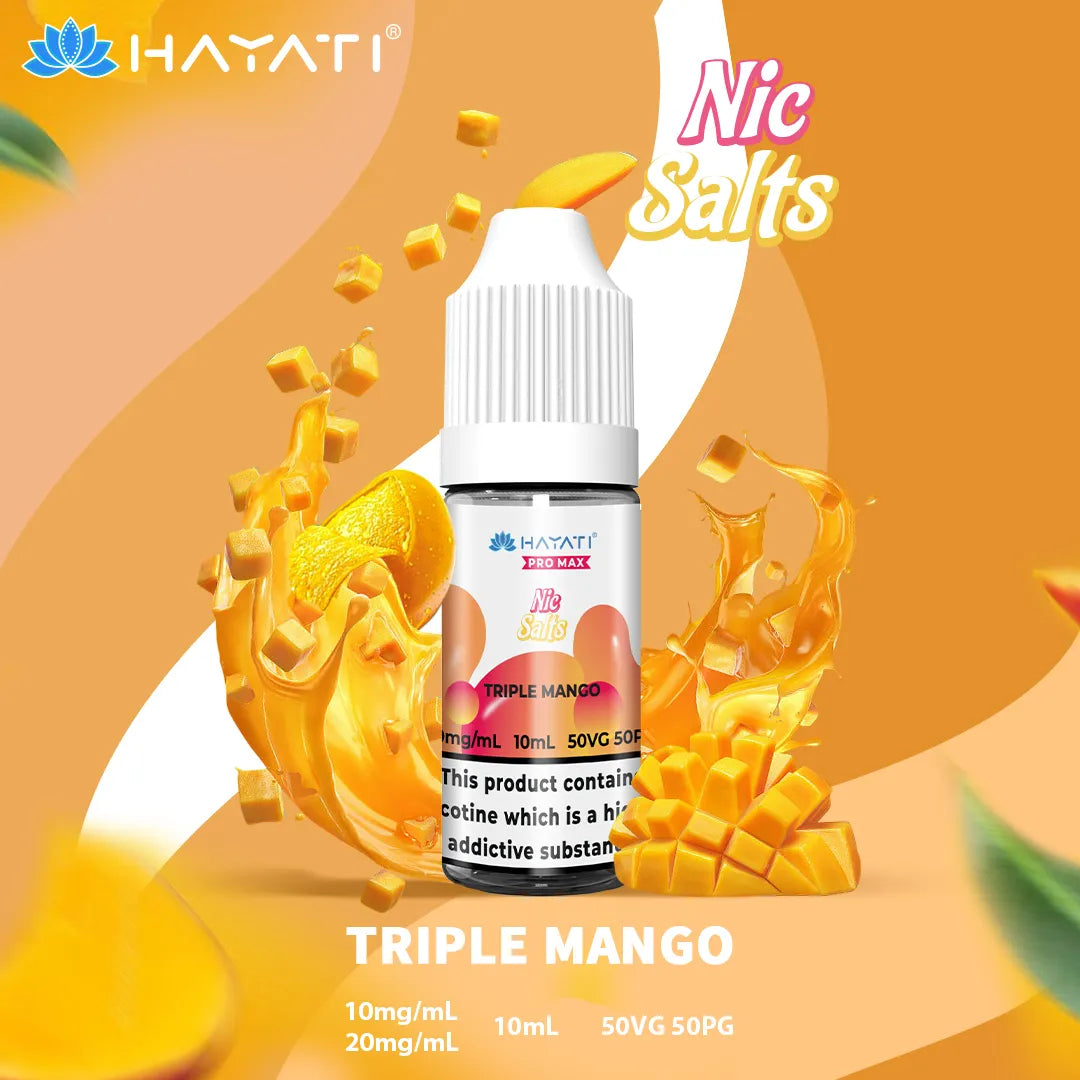 Triple Mango Hayati Pro Max Nic Salt 10mg and 20mg Nicotine Strength 10ml Bottle