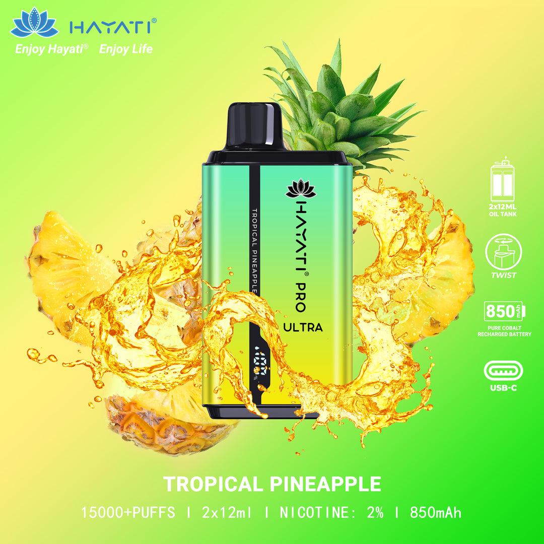 Tropical Pineapple Hayati Pro Ultra 15K Puff Disposable Vape