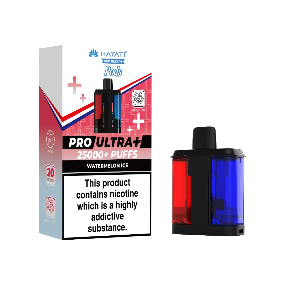 Watermelon Ice flavour Hayati Pro Ultra Plus 25k Pre-filled Replacement Pods and Hayati 25000 Pod Refills