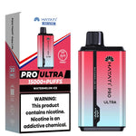 Load image into Gallery viewer, Visual of Hayati Pro Ultra Vape in Watermelon Ice flavor with red and blue gradient design, emphasizing its cool taste, puff count, and health warning.
