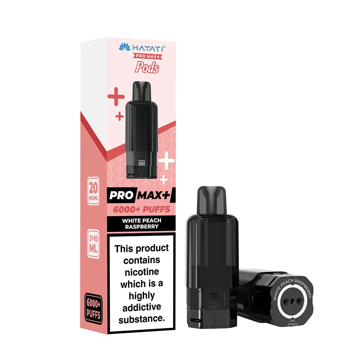 White Peach Raspberry Flavour Hayati Pro Max Plus 6000 Pre-Filled Replacement Pods and Hayati 6000 Refill Pods